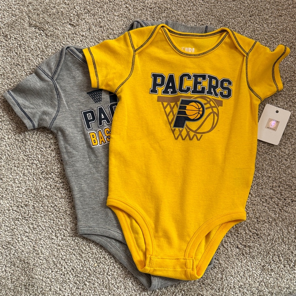 NBA Pacers Kids Bodysuit Set - Yellow and Gray